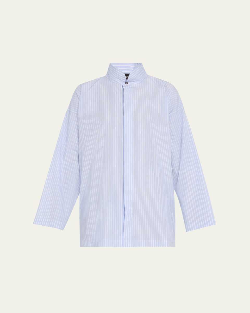 Slim A-Line Double Stand Collar Shirt with Stepped Insert (Long Length)